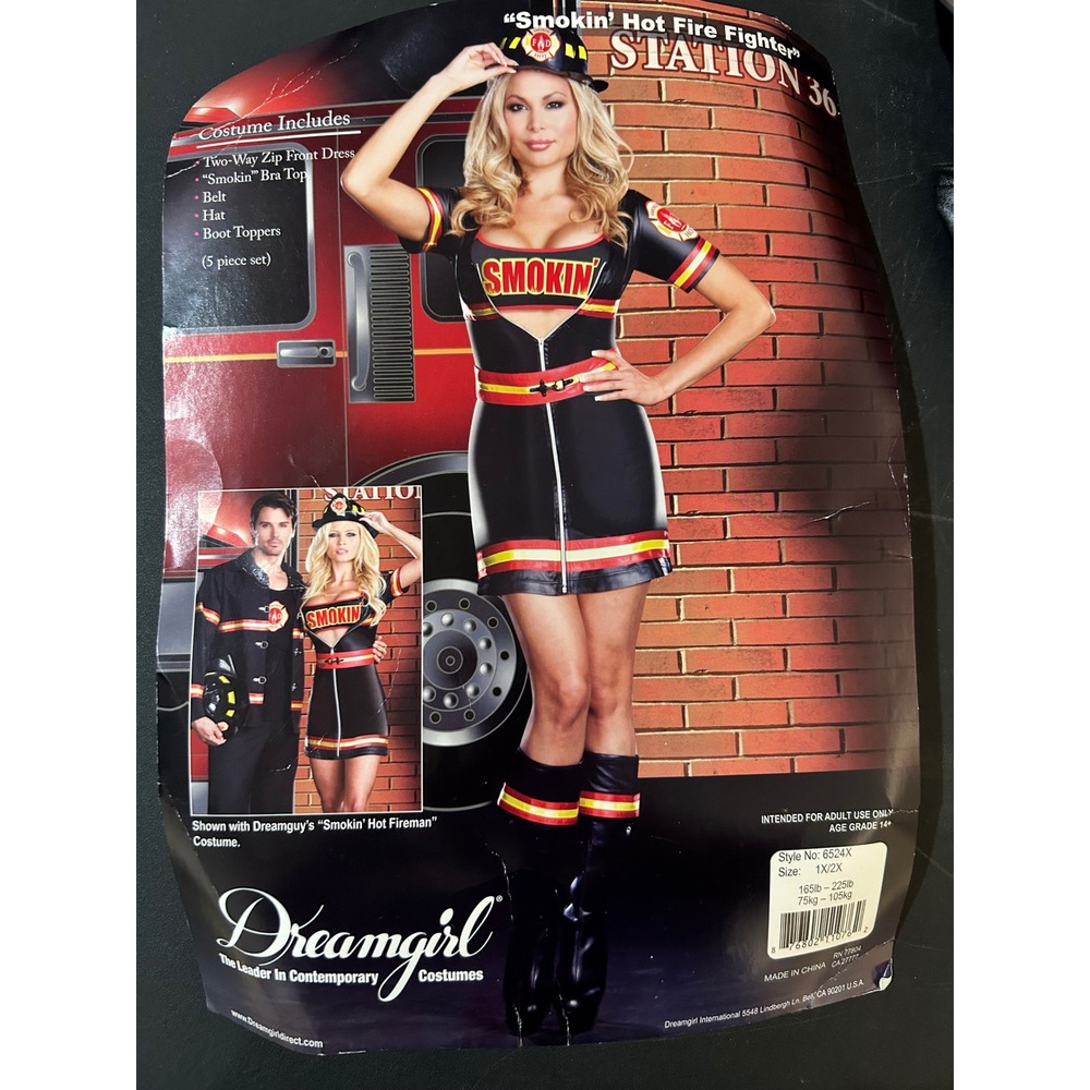 Dreamgirl - Firefighter - Adult Costume - Women's Size 1X-2X-Black/Yellow/Red